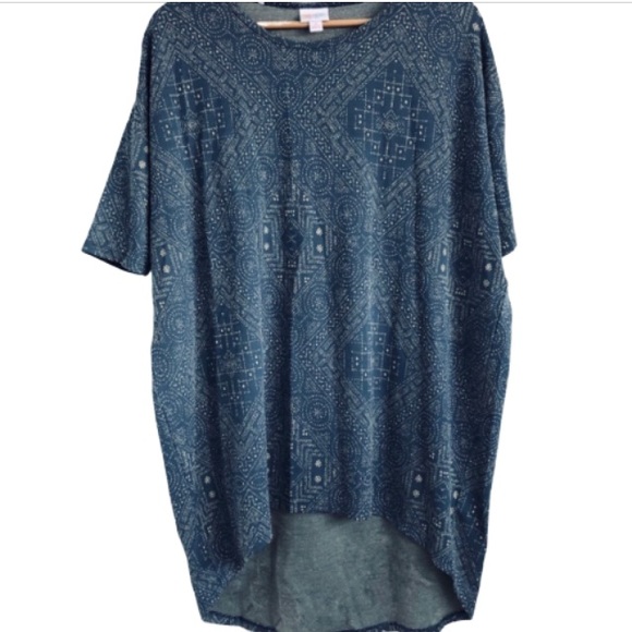 LuLaRoe Blue Patterned Tunic Top - Picture 4 of 5